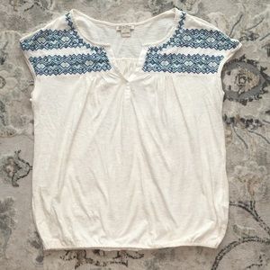 Lucky Brand Embroidered Slub Knit Top NWOT Womens Size L